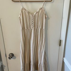 aerie striped tiered midi sleeveless dress size medium